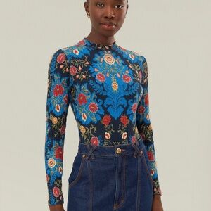 NWT Farm Rio Blue Arabesque Bodysuit